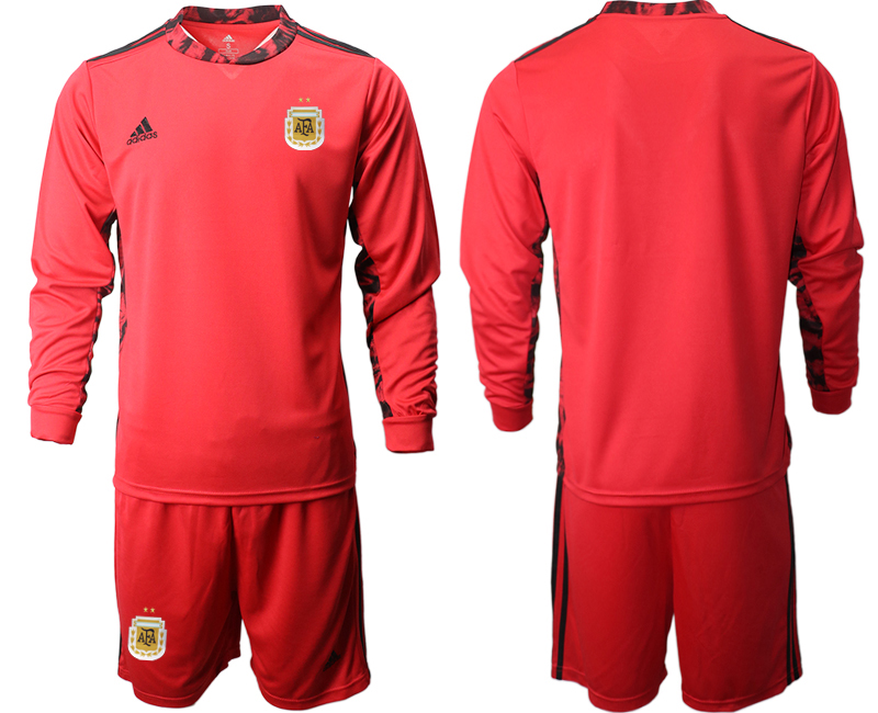 Men 2020-2021 Season National team Argentina goalkeeper Long sleeve red Soccer Jersey1->argentina jersey->Soccer Country Jersey